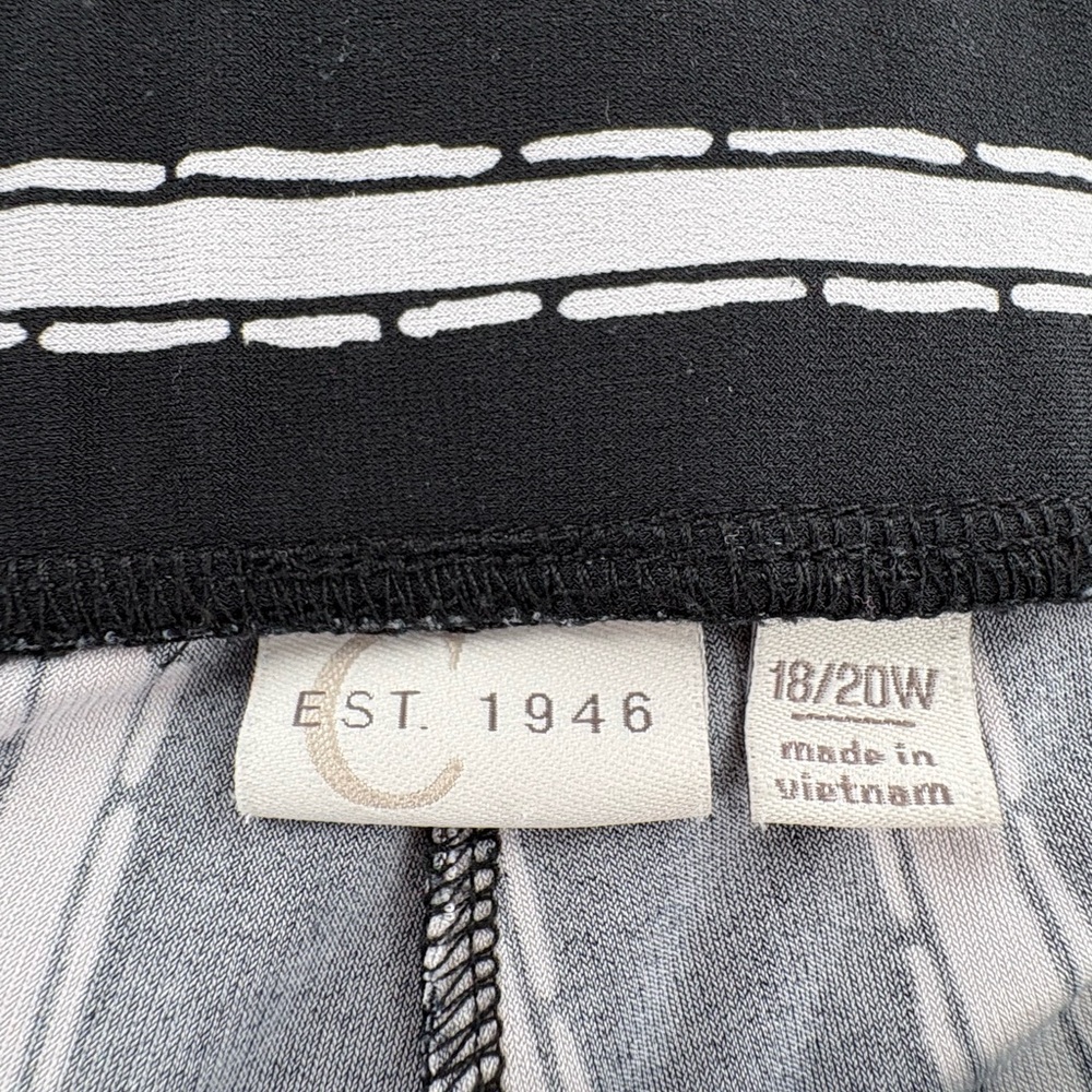 Women’s Wide-Leg Black Striped Pants with Floral Side Panels Size 18/20 - Picture 4 of 10